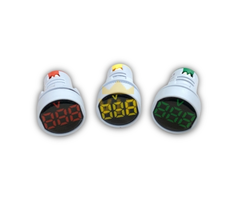 Đèn báo đỏ hiển thị điện áp volt phi 22mm AC60-220V EVGENY