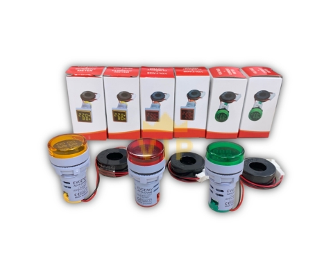 Đèn báo xanh lá hiển thị volt ampe phi 22mm AC60-220V EVGENY